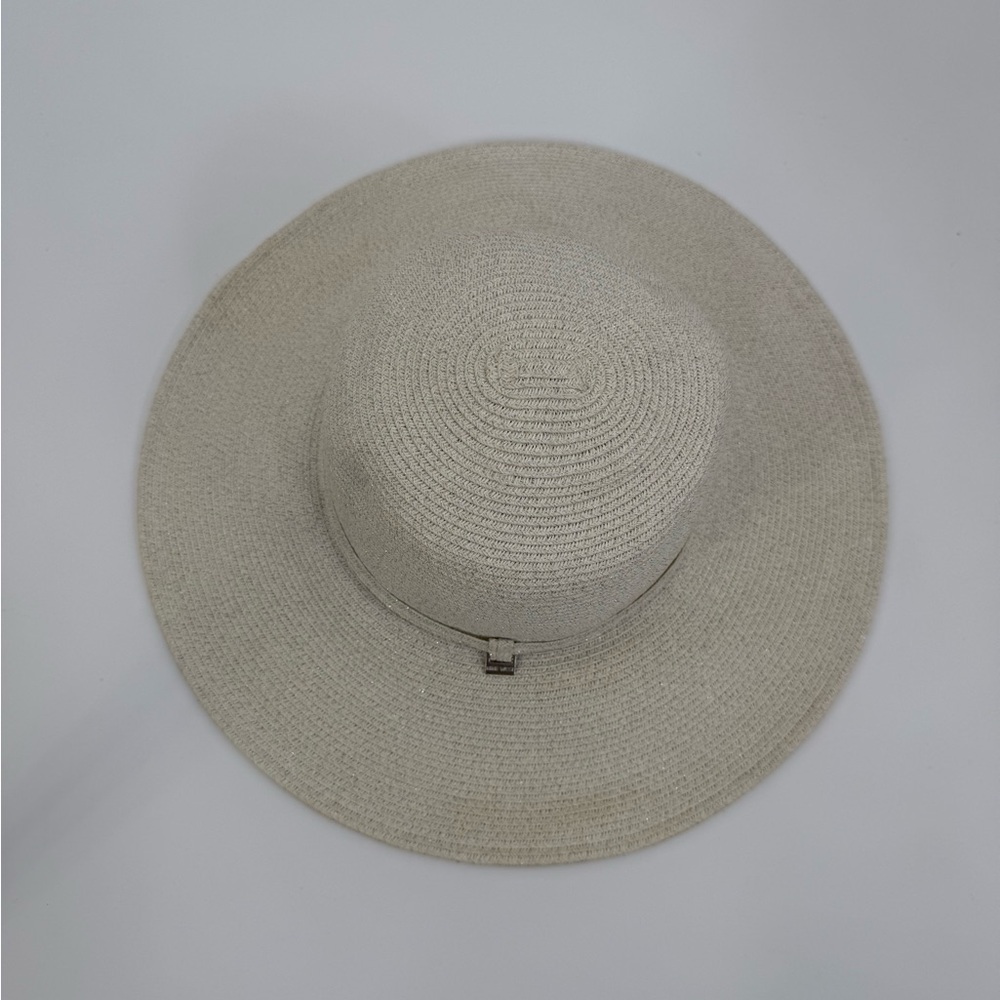 Nine West Elegant Soft White Straw Sun Hat – Chic Summer Boho Beach Style - Picture 2 of 12